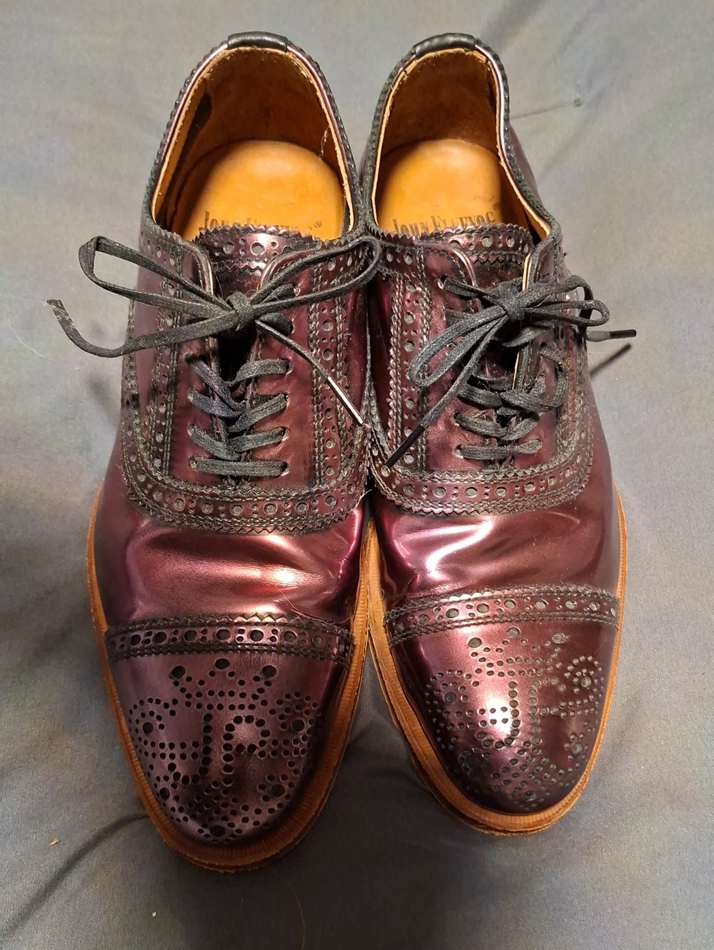 John Fluevog Women's Burgundy Wingtip Brogue Lace-Up Oxfords